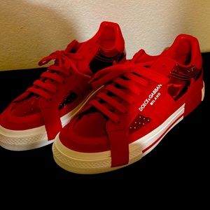 Dolce and Gabana red mens sneakers